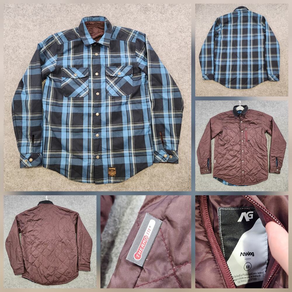 Burton Analog Jacket Mens XS Plaid Quilted Reversible Thermolite Variant LS